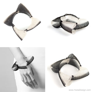 Art Jewelry and me...  # 5 , Black and White Bracelet , looking for a name  ....