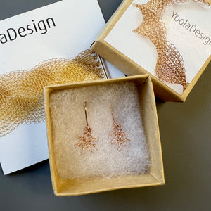 Rose Gold Star Earrings , Star drop earrings , Star dangle earrings, Wire Crochet Earrings in a gift box - YoolaDesign