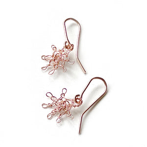 Rose Gold Star Earrings , Star drop earrings , Star dangle earrings, Wire Crochet Earrings-YoolaDesign