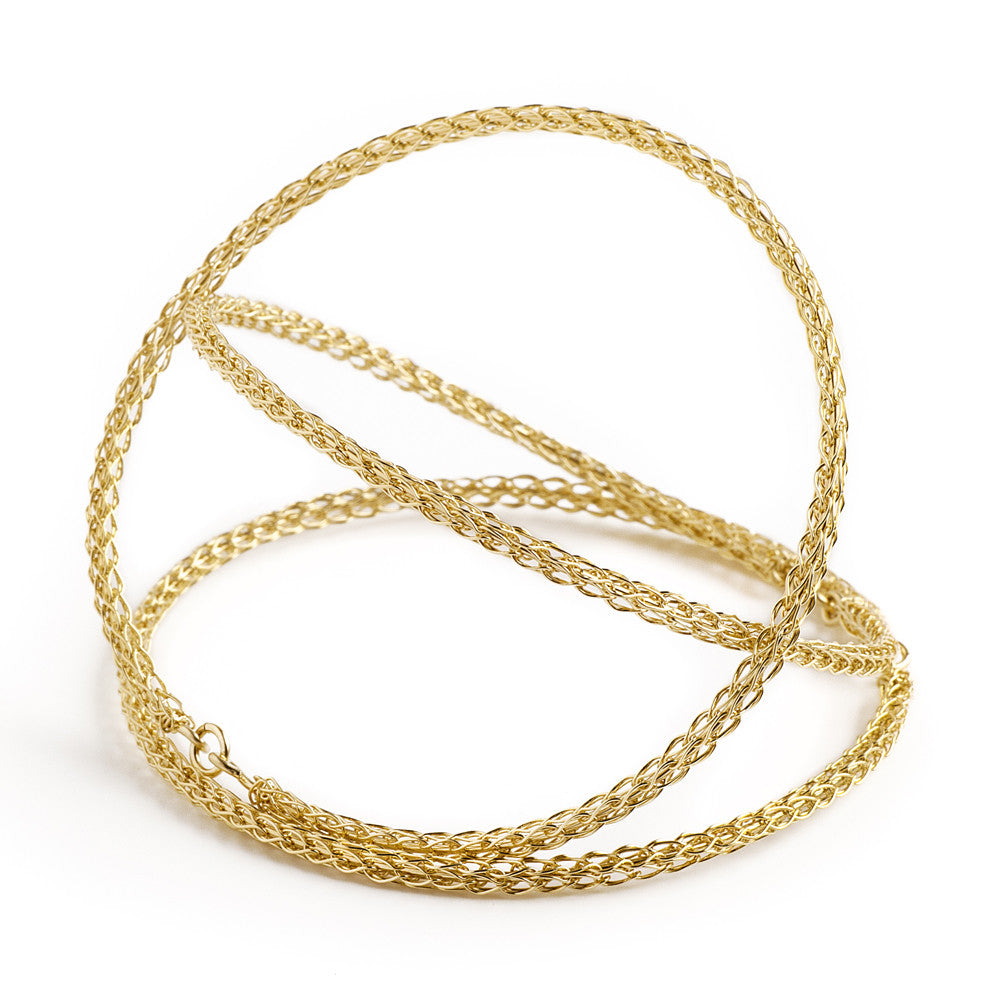 3 gold Bangle Bracelets  , wire crocheted - Yooladesign