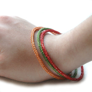 Color Bangles Trio - wire crochet jewelry , handmade funky bangles ,Marsala , fall colors - Yooladesign