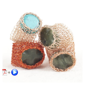 BOHO ring - Stone ring in wire crochet - DIY kit - Yooladesign
