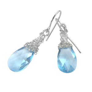 Baby blue Crystal Earrings, silver dangle Swarovski earrings - Yooladesign