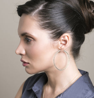 Extra Large silver hoop earrings ,contemporary jumbo hoops - Yooladesign