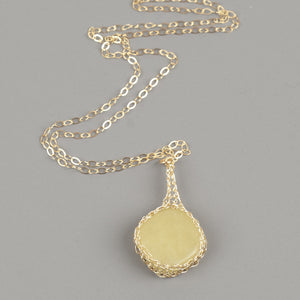 Rectabgle Olive Jade Pendant necklace in gold - Yooladesign