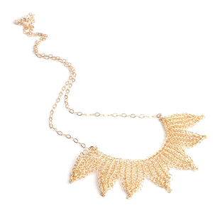 Large gold geometric statement SUN necklace for women, unique Bib necklace- Yooladesign