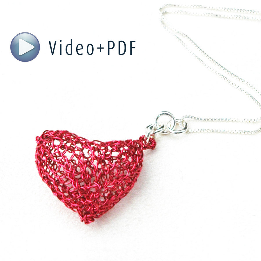 How to crochet a heart , bubble metal knitted heart, VIDEO tutorial - Yooladesign