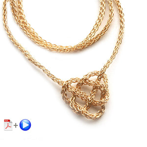 Wire Crochet Necklace - Celtic Heart Knot Necklace, a wire crochet Video and PDF tutorial by Yoola - Yooladesign