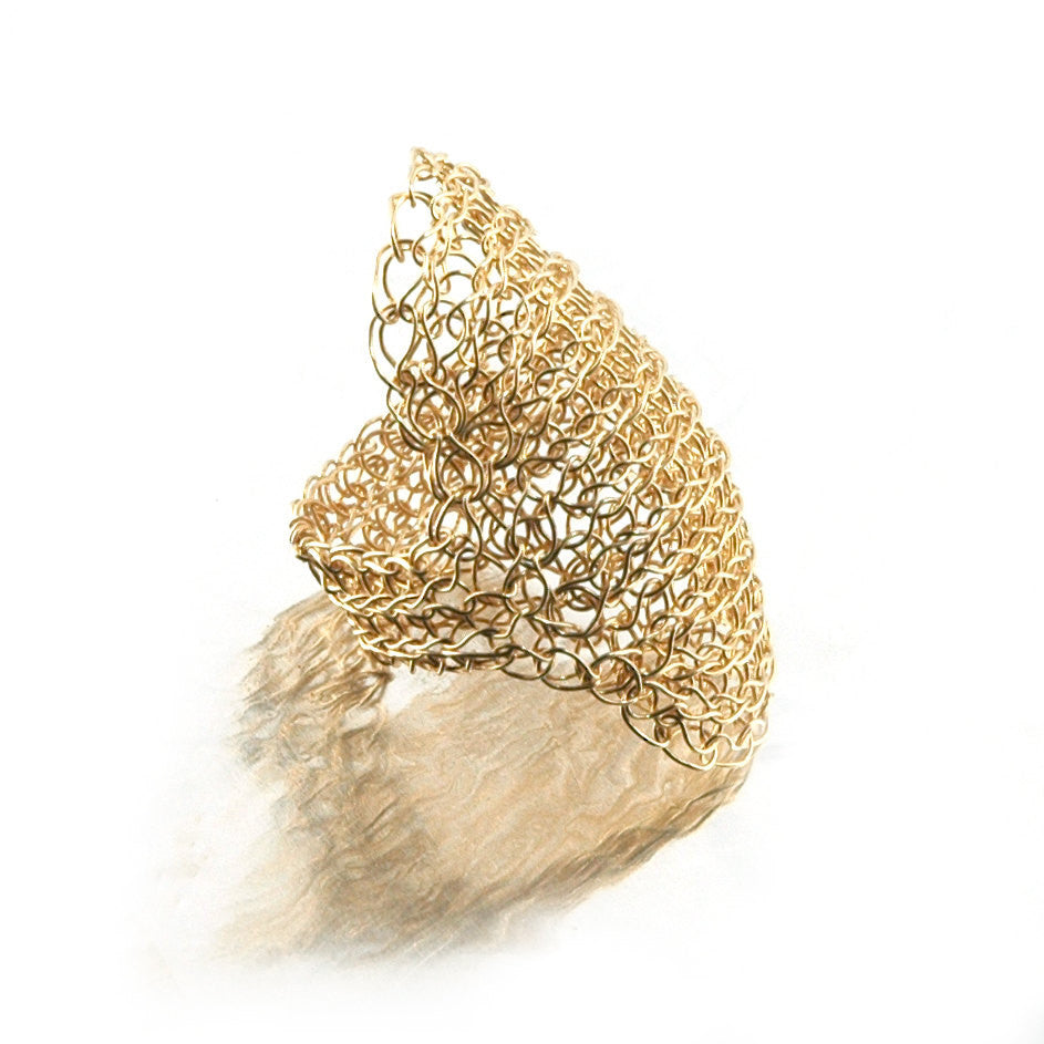 Cleopatra gold ring , wire crochet yellow gold filled ring - Yooladesign