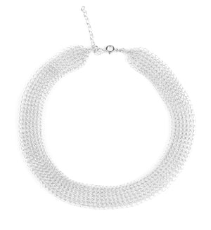 O - a modern wire crochet short necklace in silver - Yooladesign