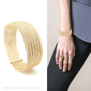 Double knit gold filled cuff bracelet - Yooladesign