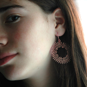 Dream Catcher wire crocheted ROSE gold filled earrings , have a spiritual day ! - Yooladesign