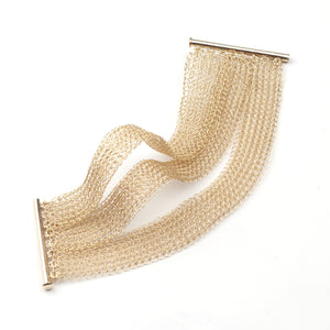 Gold Layered Bracelet Cuff , Wire Crochet Bridal Cuff , Handmade Bridal Jewelry - Yooladesign