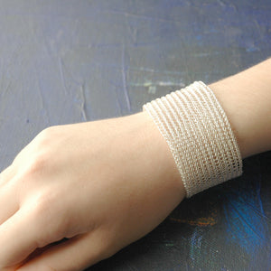 Wide Oxidized Silver Cuff Bracelet , Wire Crochet Cuff,  Handmade Urban Jewelry , Fashion Forward - Yooladesign