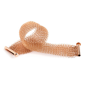 Narrow Rose Gold Cuff Bracelet Knitted Jewelry - Yooladesign