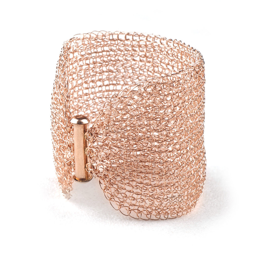 Rose Gold Cuff Bracelet , Wire crochet handmade jewelry, romantic , bridal jewelry - Yooladesign