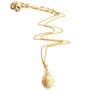 Small Pearl Pendant Gold Wire Crochet Necklace - Yooladesign