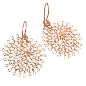 Rose Gold Daisy Earrings , Handmade Dangle Flower Earrings , Wire Crochet Earrings - Yooladesign
