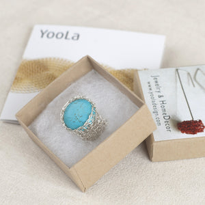 Turquoise ring stone in silver - Yooladesign