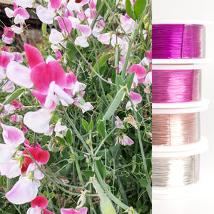 Jewelry making wire - Garden inspiration - rose sweet pea - 4 spools - YoolaDesign