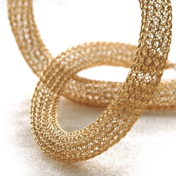 Layered necklace Wire crochet necklace red gold modern necklace