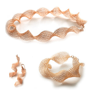 Rose gold wire crochet jewelry