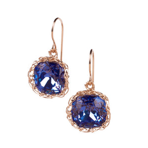 Baby blue Swarovski glass crystal earrings , light blue dangle earrings in gold filled , perfect something blue