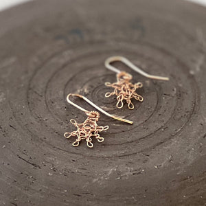 Rose Gold Star Earrings , Star drop earrings , Star dangle earrings, Wire Crochet Earrings- YoolaDesign