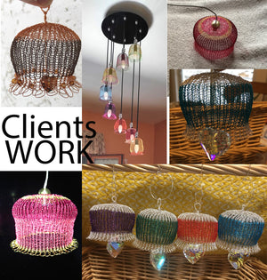 Wire crochet Lampshades kit , video tutorial , supply and tools