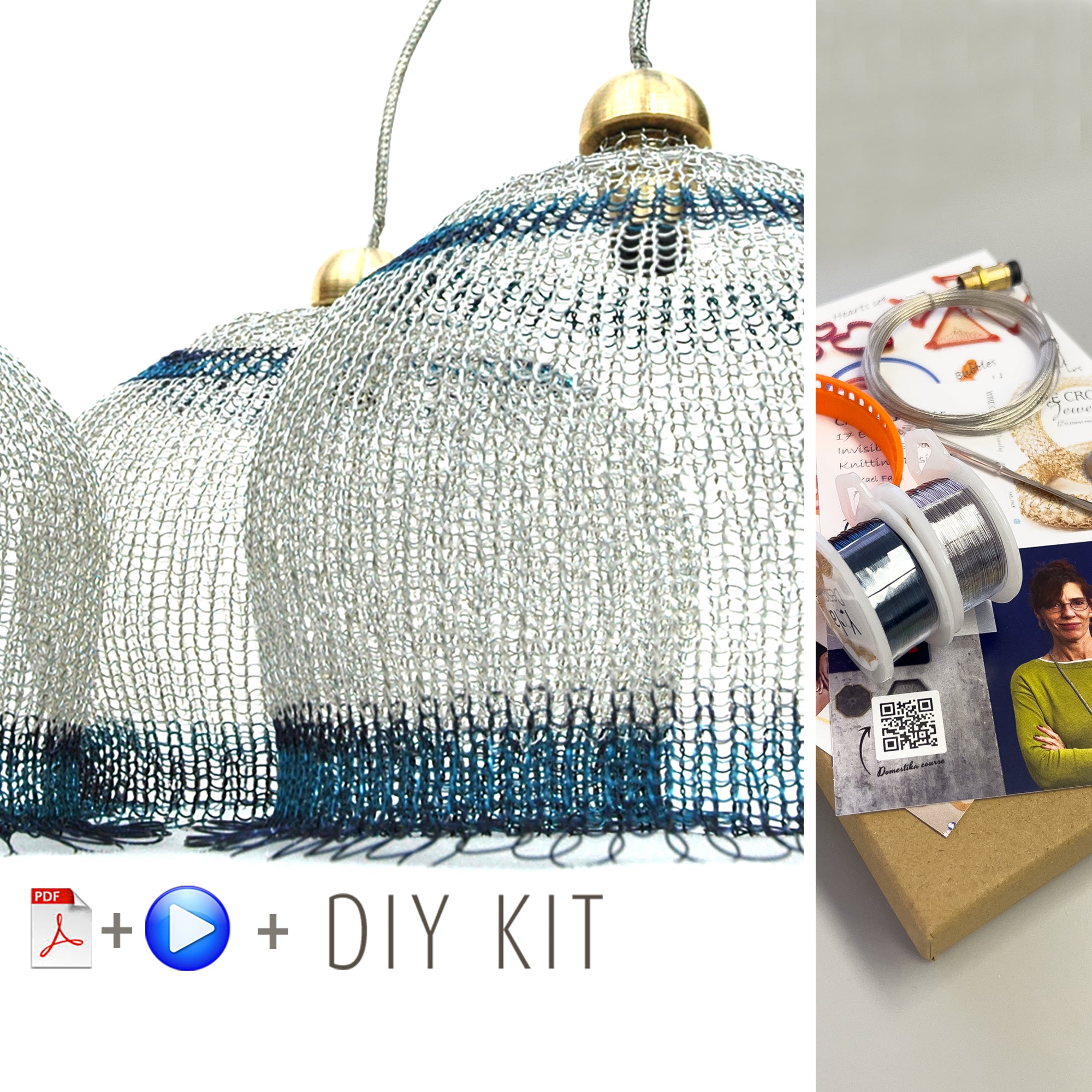 Wire crochet Lampshades kit , video tutorial , supply and tools