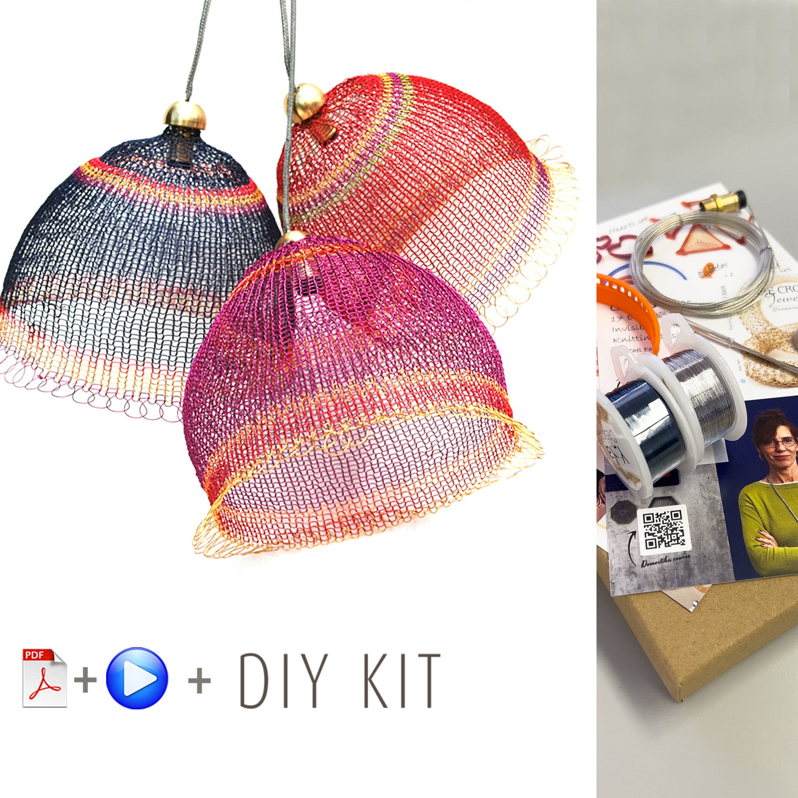 Wire crochet Lampshades kit , video tutorial , supply and tools