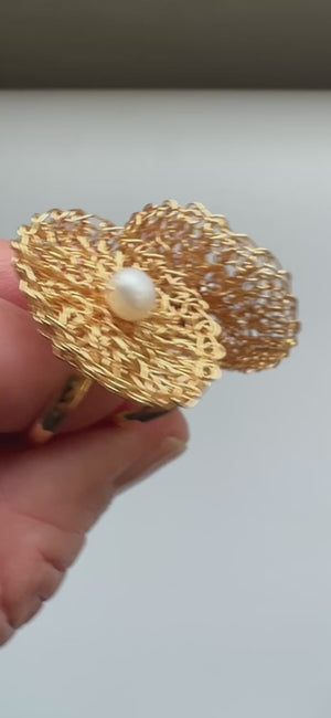ANELLO in pizzo e perle, schema parziale all'uncinetto