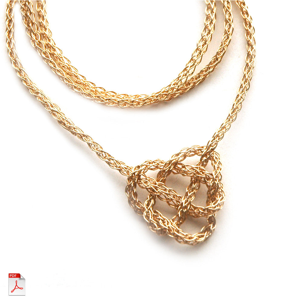 Wire Crochet Necklace - Celtic Heart Knot Necklace, a wire crochet PDF tutorial by Yoola - Yooladesign