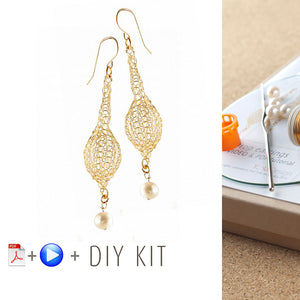How to wire crochet drop earrings - DIY kit - Yooladesign