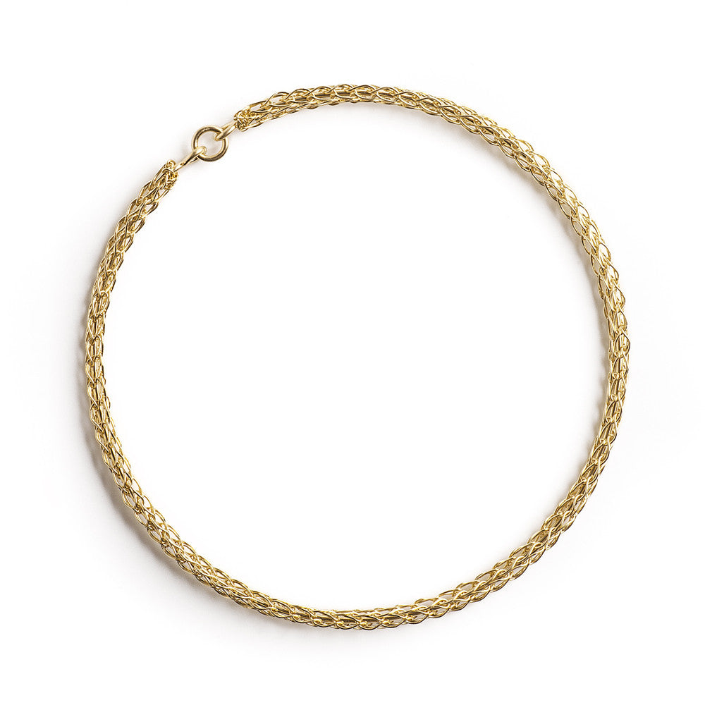 Gold bangle bracelet , wire crocheted bangle - Yooladesign