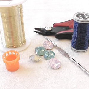 DIY Vintage Earrings Kit, DIY jewelry , Tools and Supply , ISK starter , Video Tutorial, Swarovski dangle earrings - Yooladesign