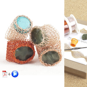 BOHO ring - Stone ring in wire crochet - DIY kit - Yooladesign