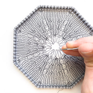 Polygon bowl lid , partial pattern, Wire crochet Octagon