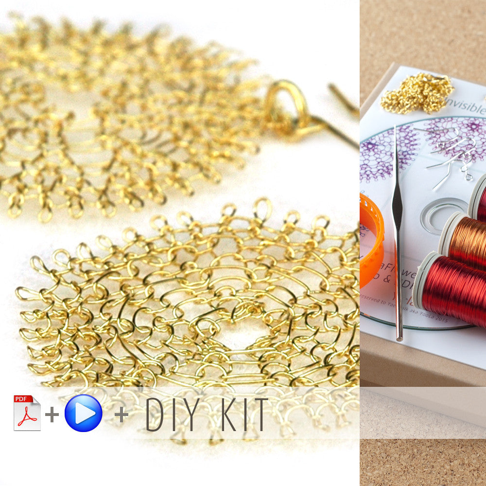 Yoola Sunflower Kit , wire crochet , DIY kit , video tutorial