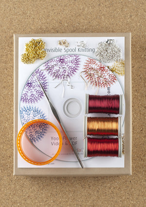 Yoola Sunflower Kit , wire crochet , DIY kit , video tutorial , pdf pattern , crochet hook , wire , ISK starter large flower , jewelry kit - Yooladesign