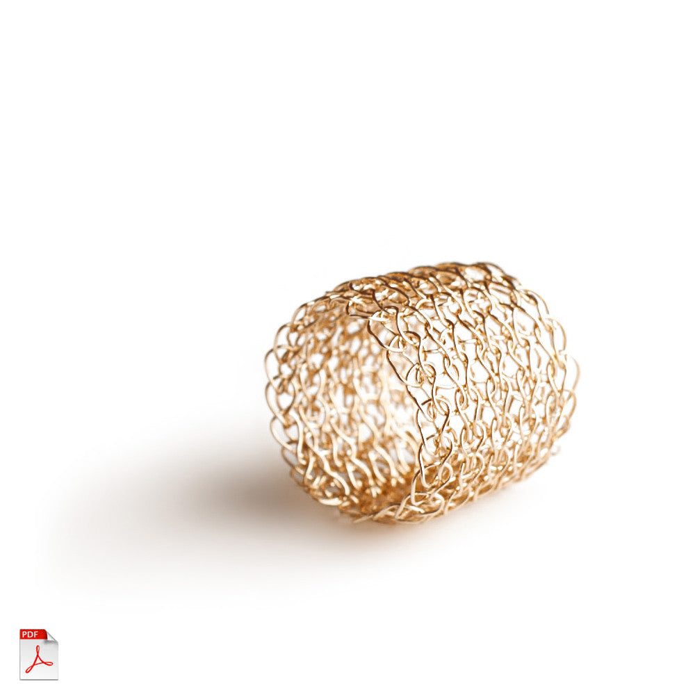 Wire crochet band ring PDF pattern - learn how to crochet a gold ring ebook - Yooladesign