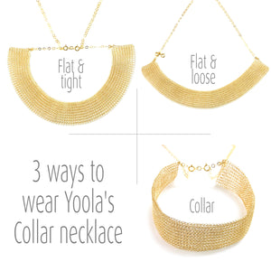 U , short Wire crochet collar necklace in gold filed - Yooladesign