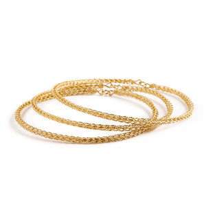 3 gold Bangle Bracelets  , wire crocheted - Yooladesign