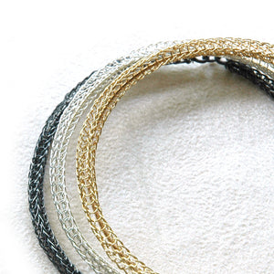 3 Bangle Bracelets combo , gold, silver and gray silver - Yooladesign