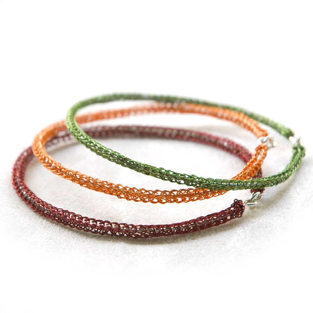 Color Bangles Trio - wire crochet jewelry , handmade funky