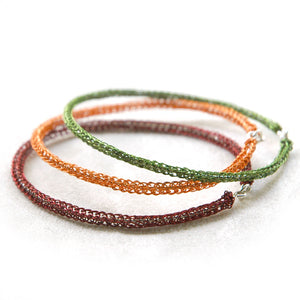 Color Bangles Trio - wire crochet jewelry , handmade funky bangles ,Marsala , fall colors - Yooladesign