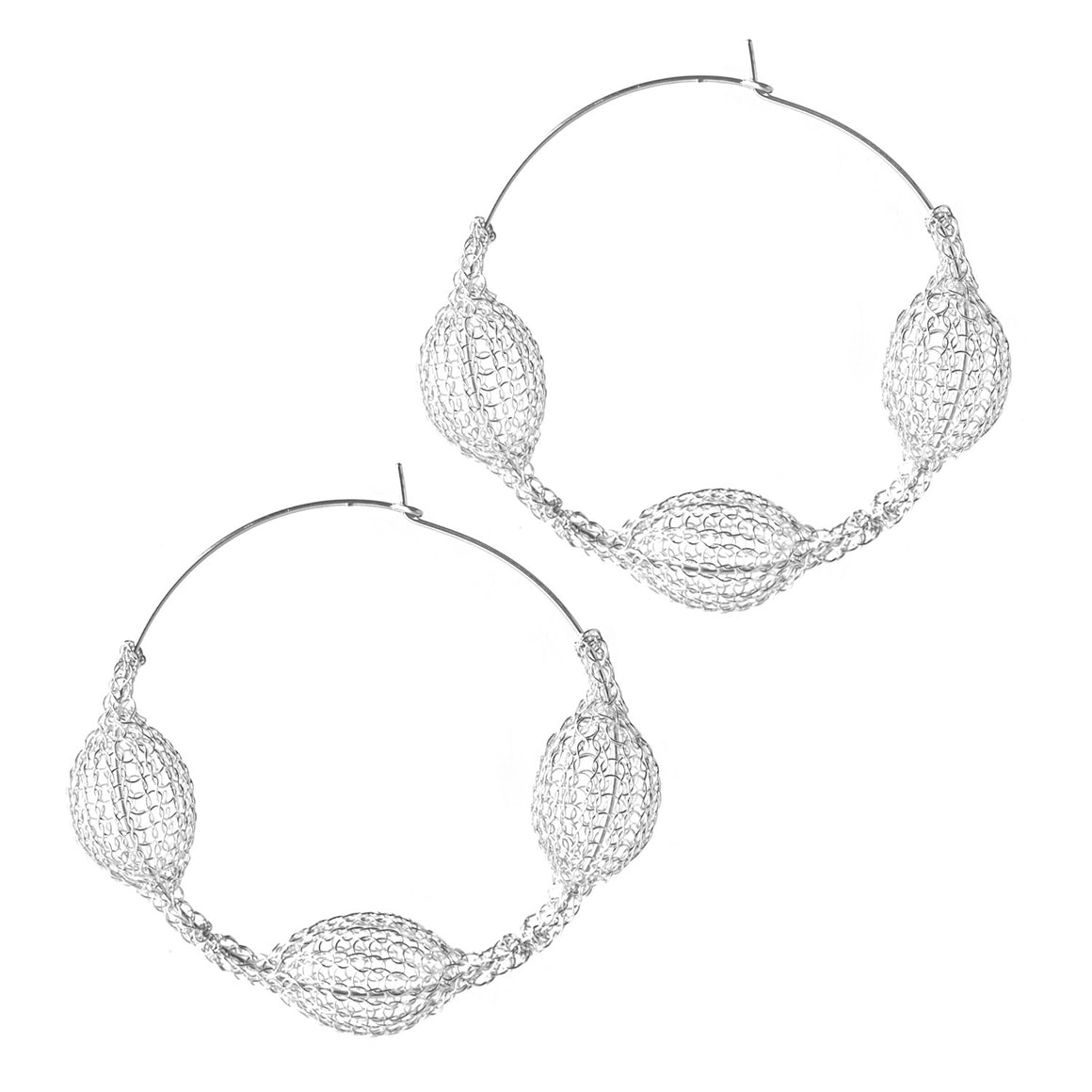 Silver Giant Three Pods Hoop Earrings Unique Fashion - Yooladesign