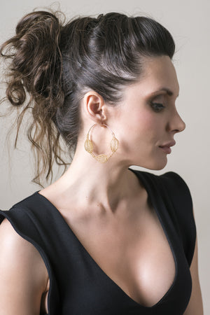 Giant GOLD hoop earrings Unique Fashion - Yooladesign