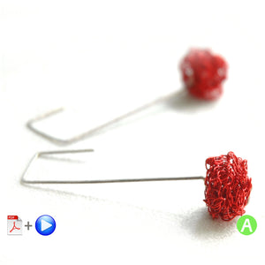 modern red wire crochet earrings pattern - Yooladesign 