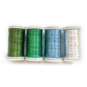 Coated copper Wires , green and blue small spools 65 feet long, jewelry making craft wire - YoolaDesign